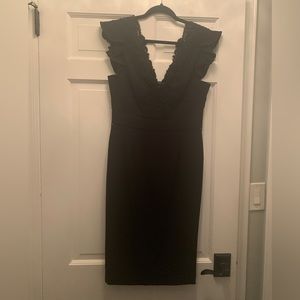 Rebecca Taylor Black Lace Deep V Dress